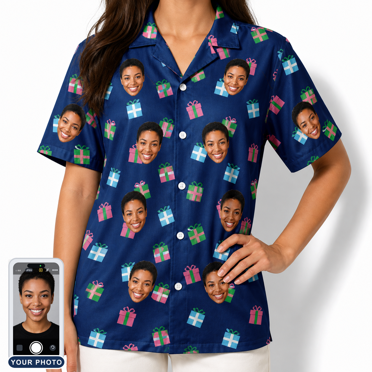 Women's Surprise Stacks Custom Face Hawaiian Shirt