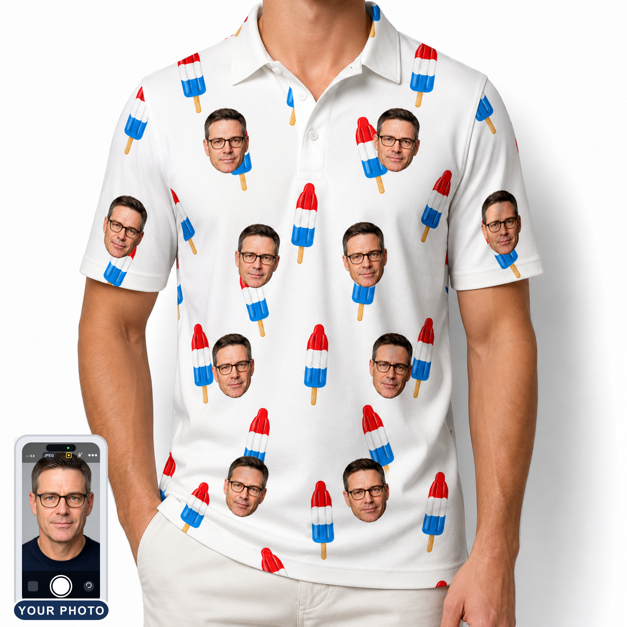Men's Cool Colonies Custom Face Polo Shirt