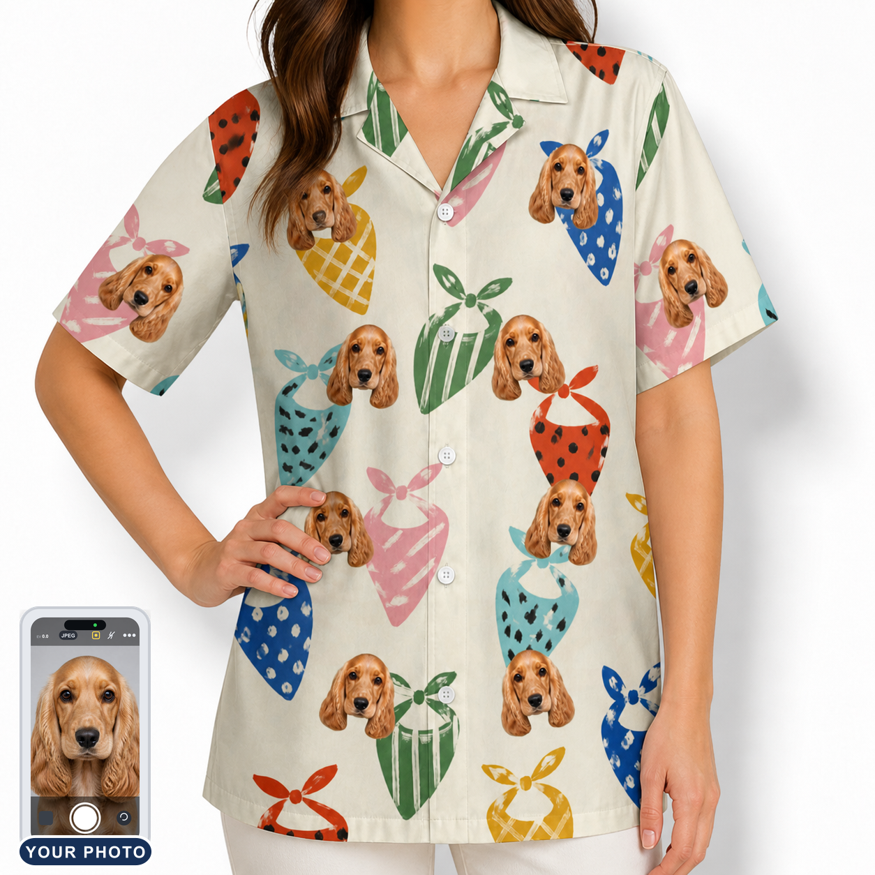 Women's Bandana Banter Custom Dog Face Hawaiian Shirt