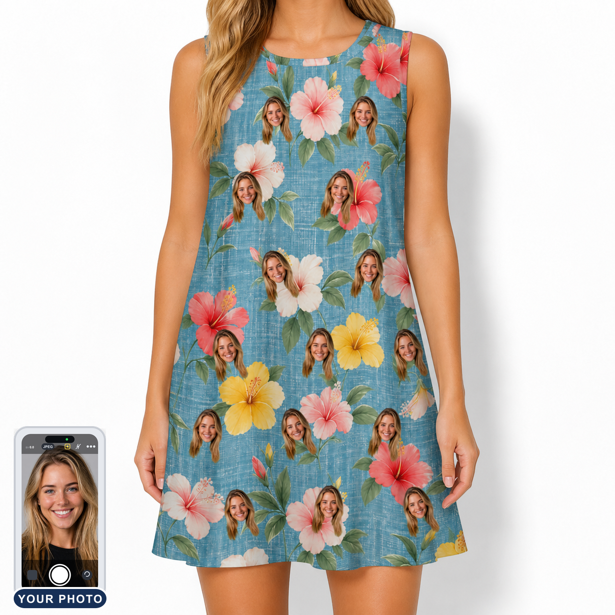 Women's Petal Party Custom Face Tank Dress