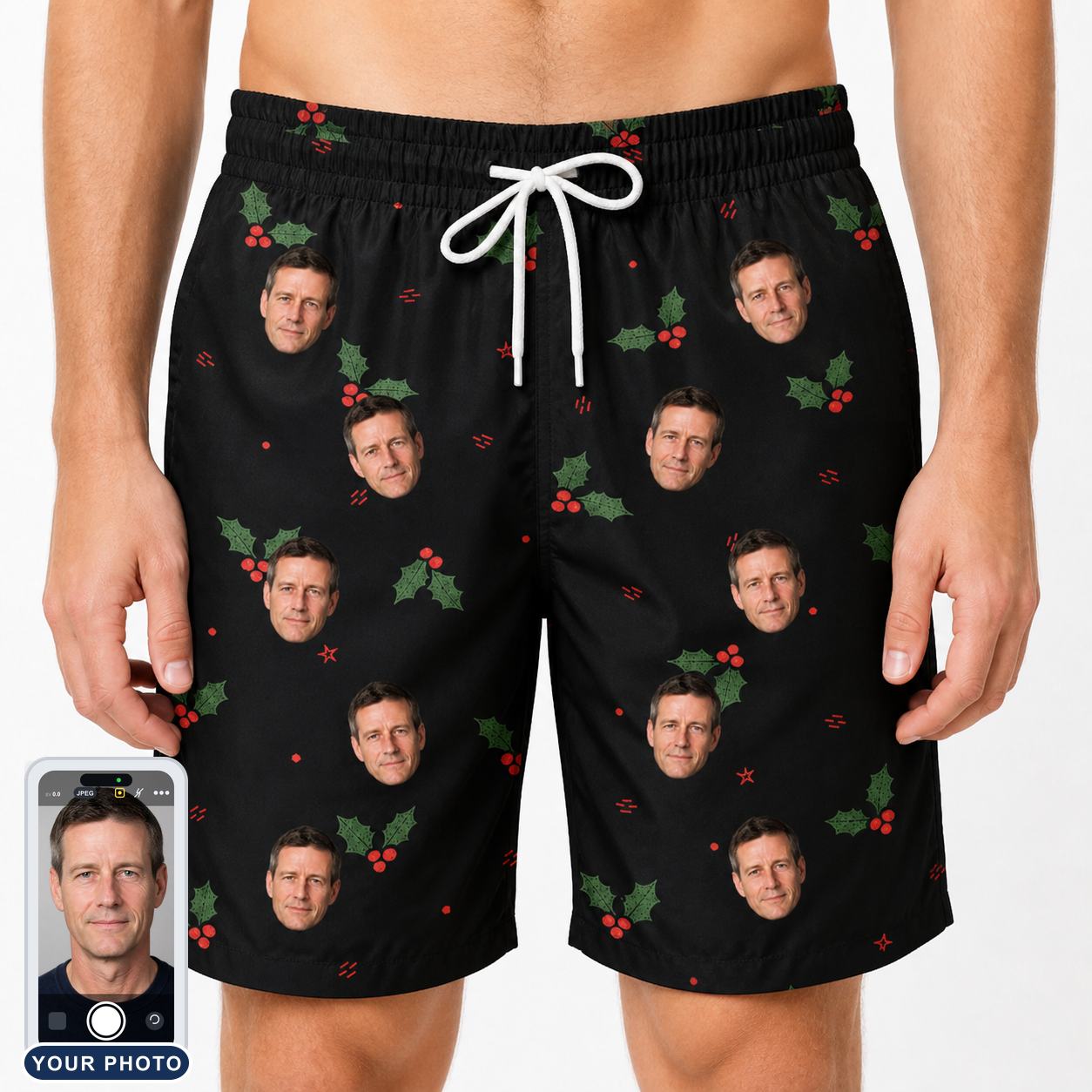 Men's Holly Hush Custom Face Beach Shorts