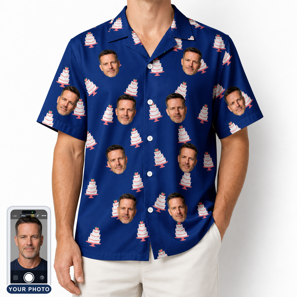 Men's Marzipan Marina Custom Face Hawaiian Shirt