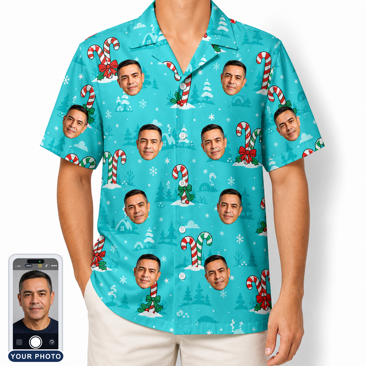 Men's Sugar Stripes Custom Face Hawaiian Shirt