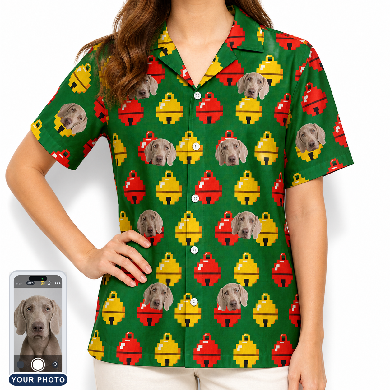 Women's Ringing Revelry Custom Dog Face Hawaiian Shirt
