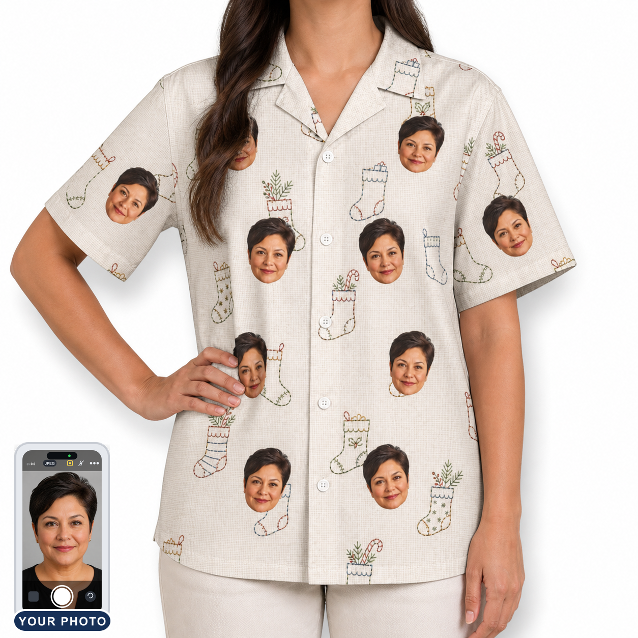 Women's Santa Satchels Custom Face Hawaiian Shirt
