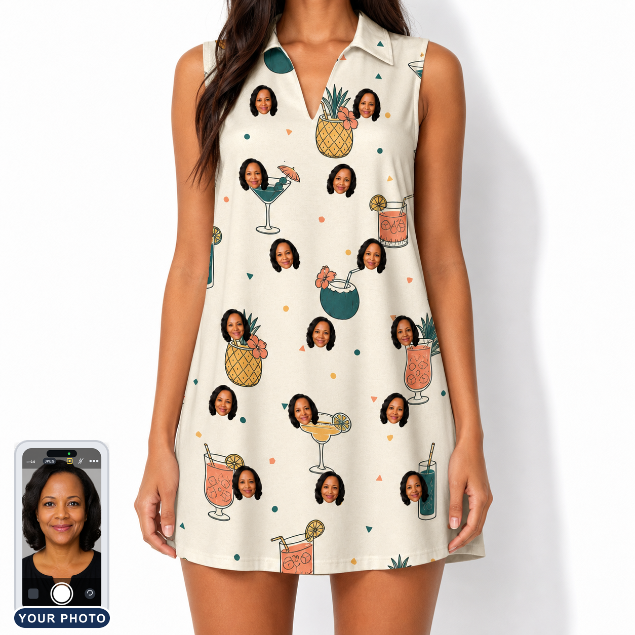 Women's Mango Matrimony Custom Face V-Neck Dress