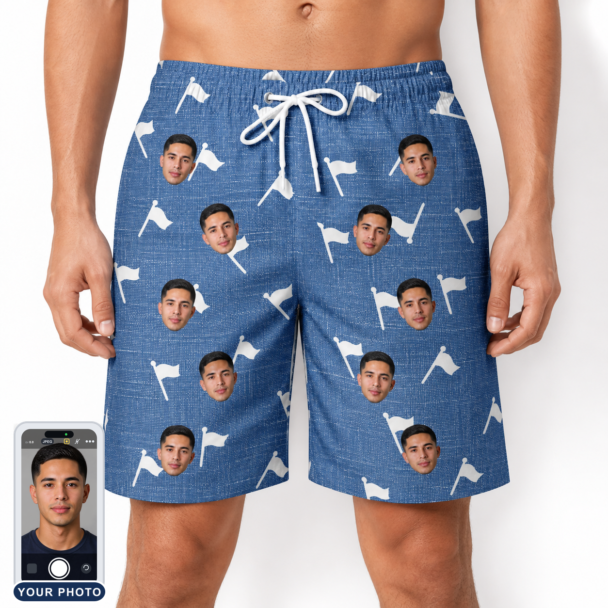 Men's Flagstick Fanatics Custom Face Beach Shorts
