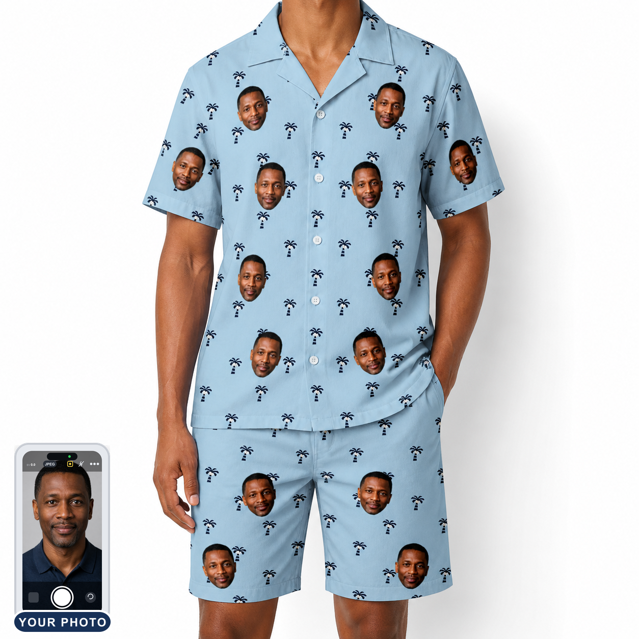 Men's Palm Parasol Custom Face Shirt & Shorts Set