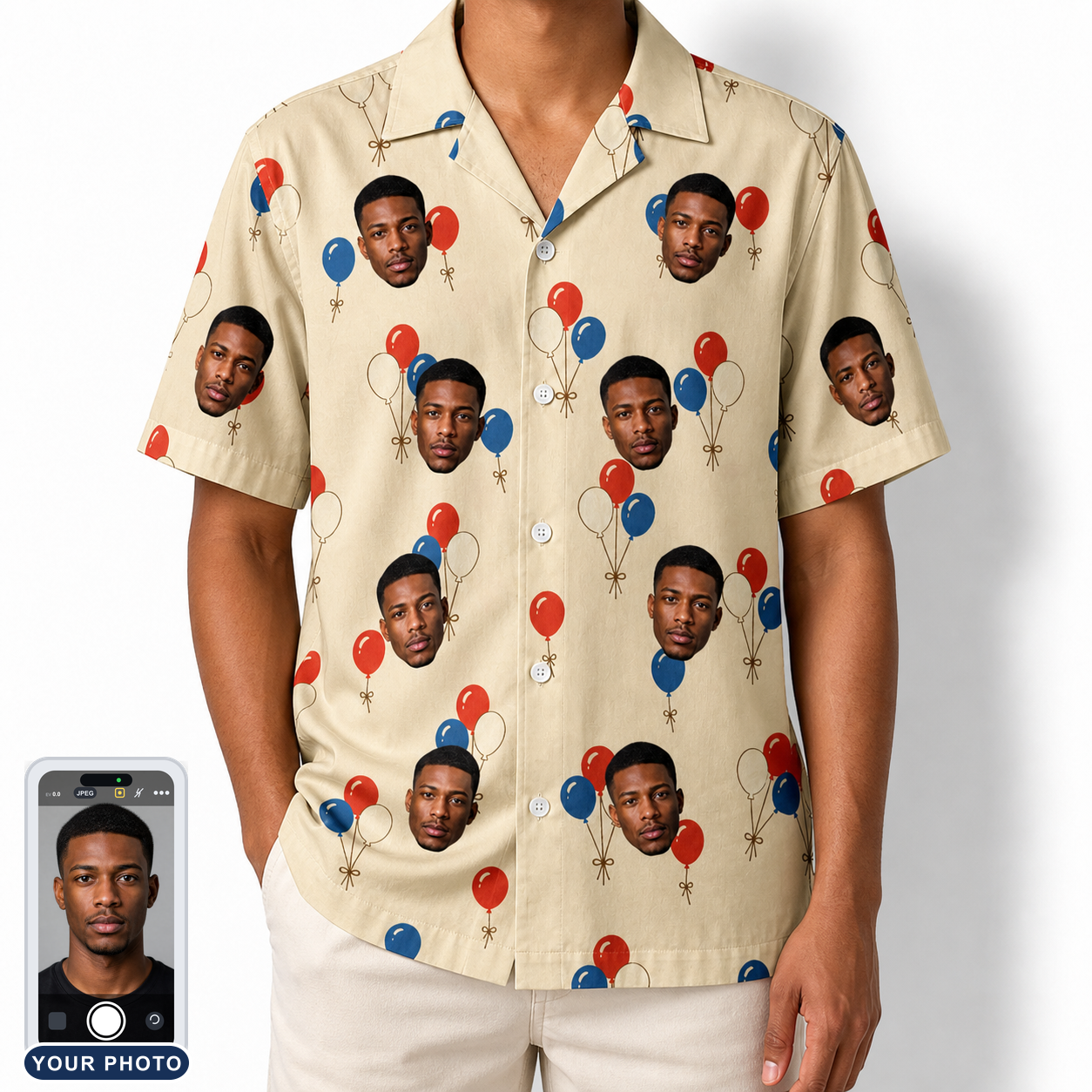 Men's Balloon Brigade Custom Face Hawaiian Shirt