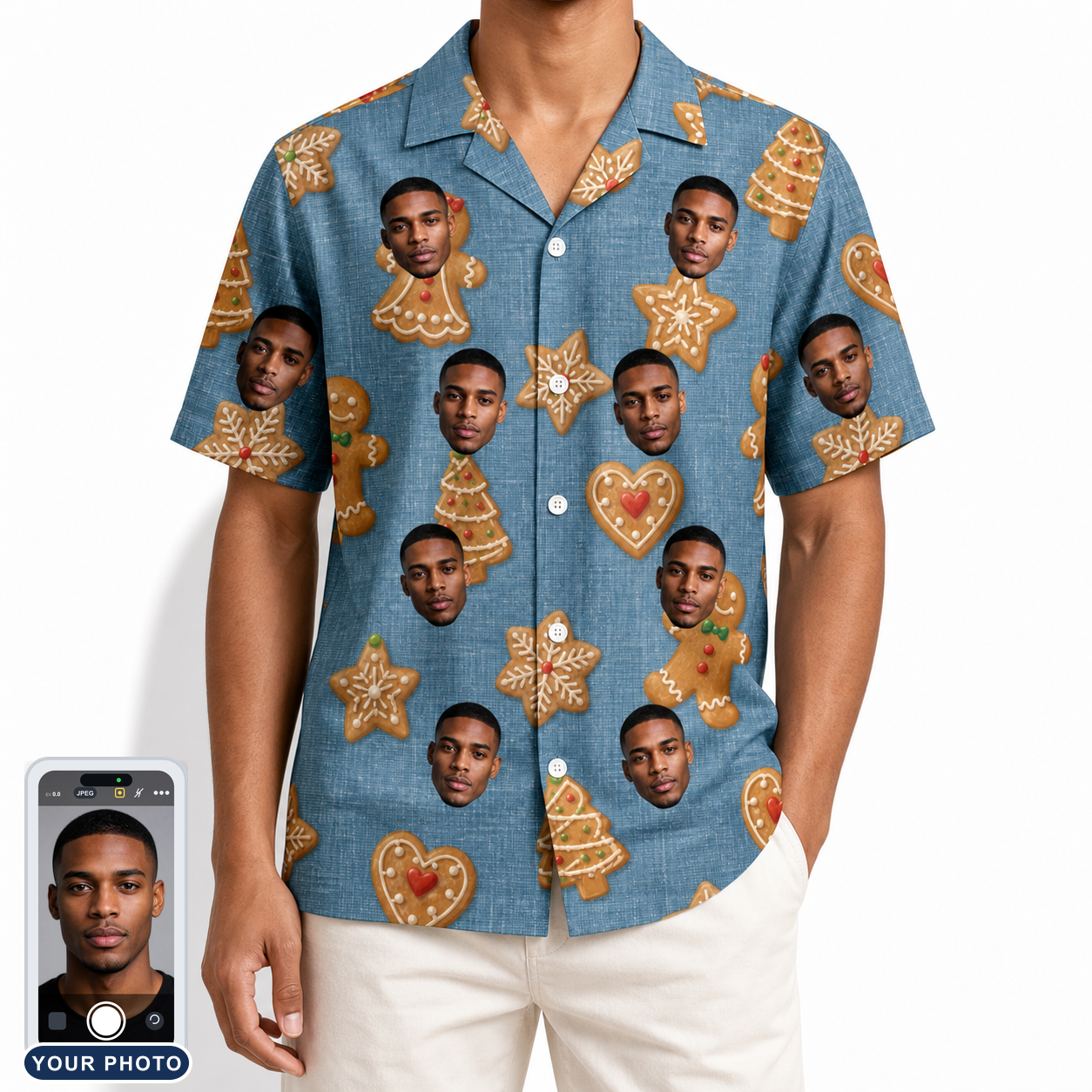 Men's Cinnamon Capers Custom Face Hawaiian Shirt