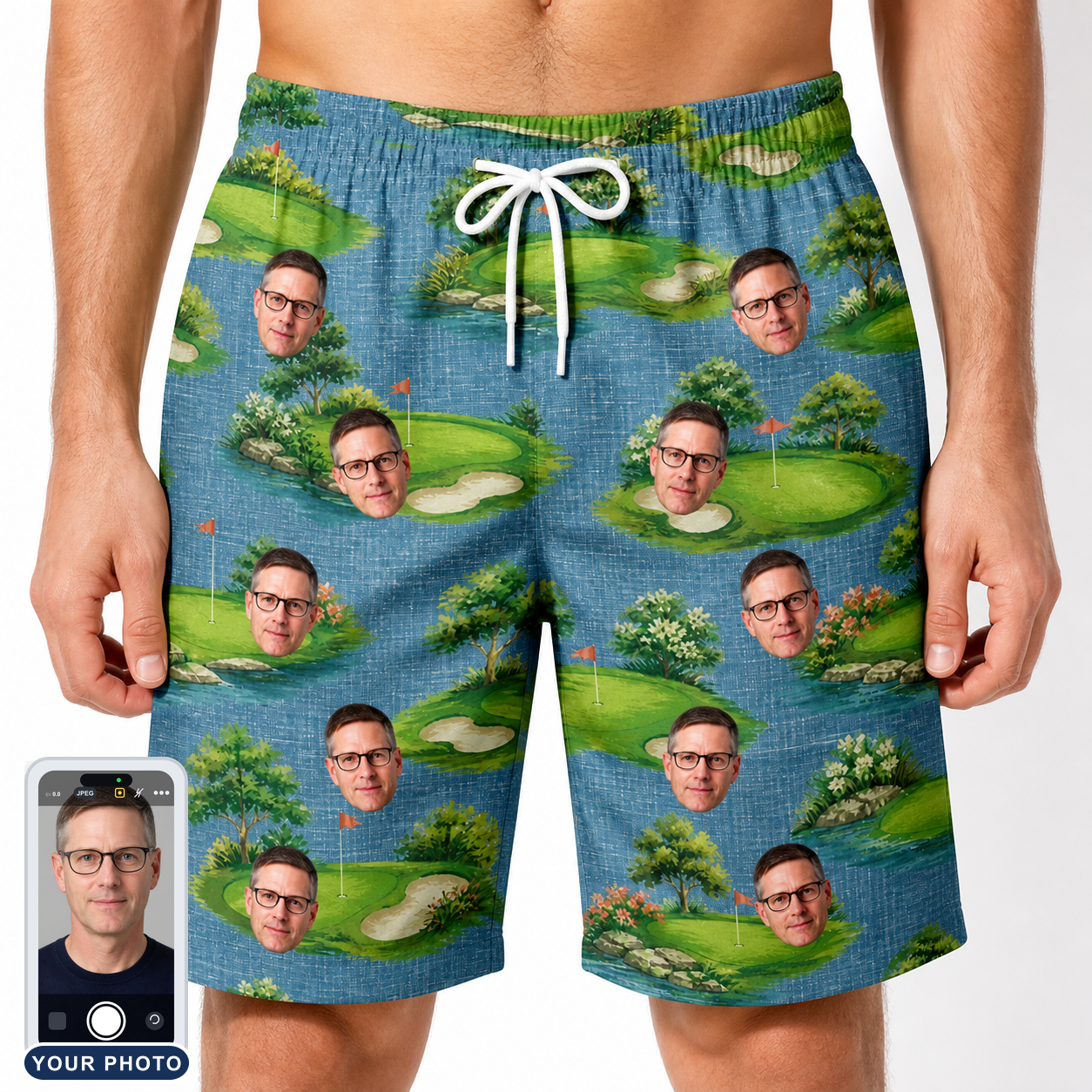 Men's Mulligan Meadows Custom Face Beach Shorts