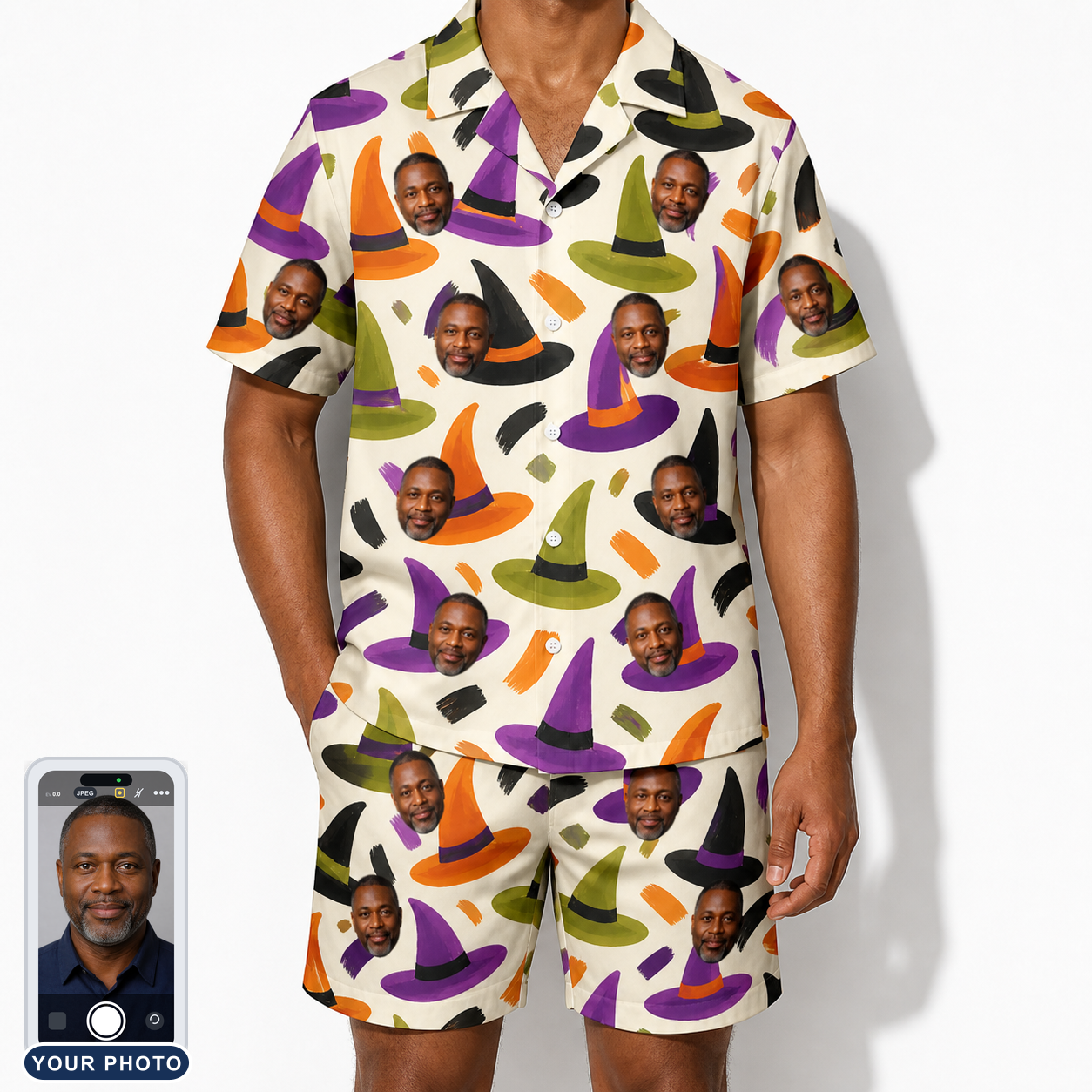Men's Samhain Silhouettes Custom Face Shirt & Shorts Set