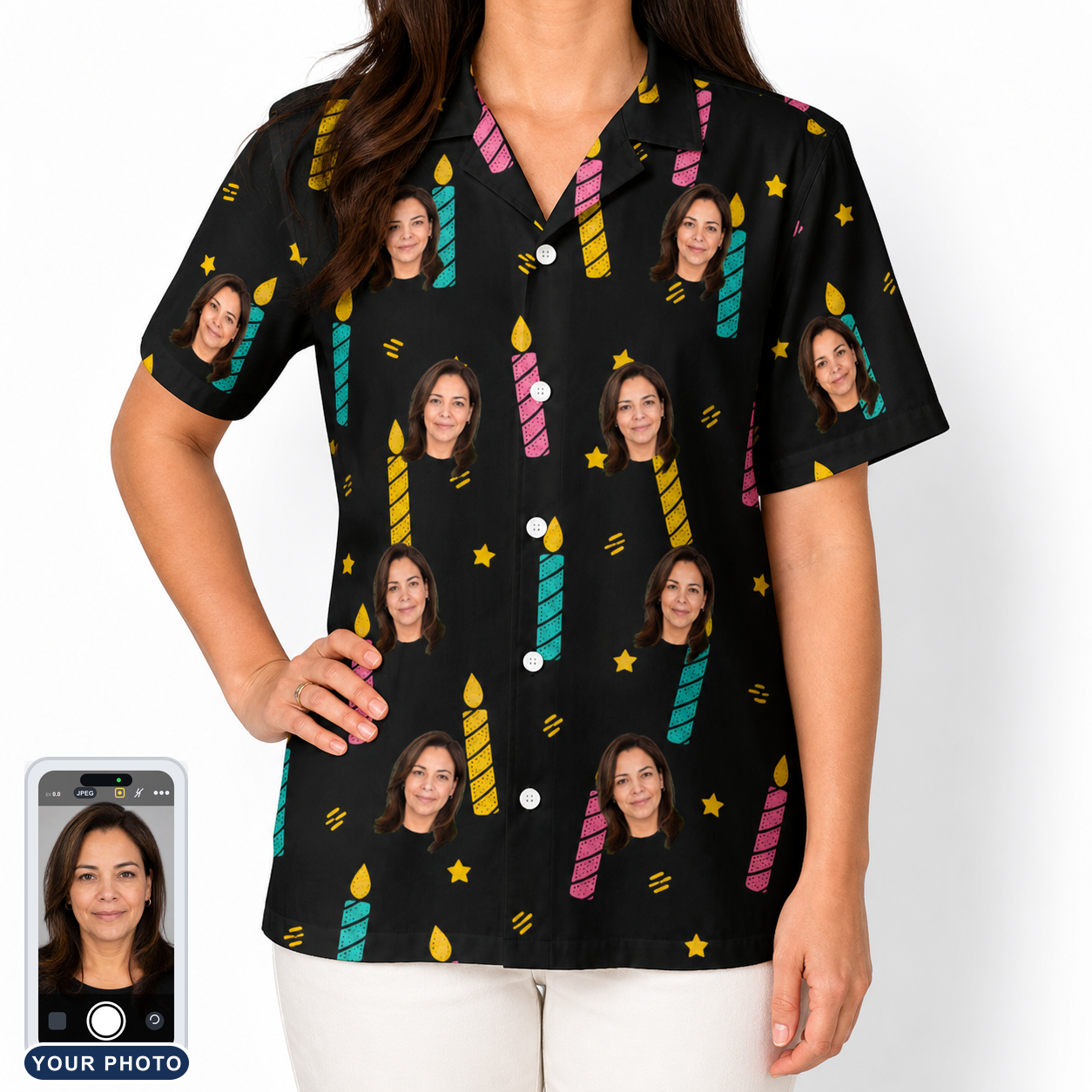 Women's Wick Winks Custom Face Hawaiian Shirt