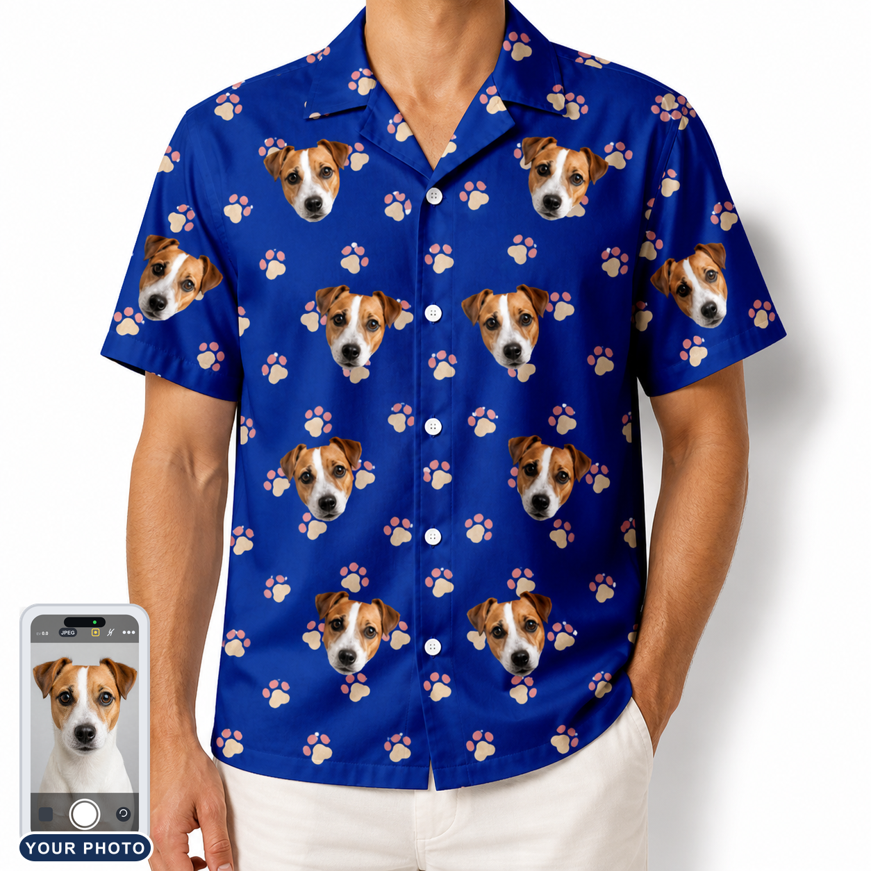 Men's Canine Confetti Custom Dog Face Hawaiian Shirt