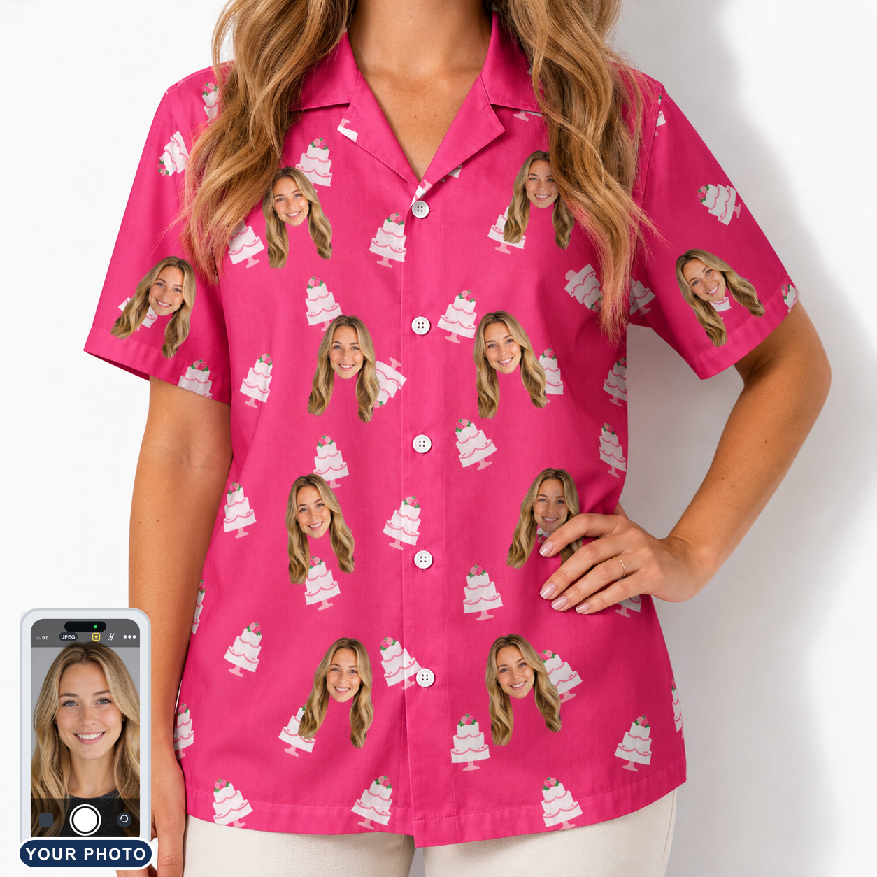 Women's Tiered Tease Custom Face Hawaiian Shirt