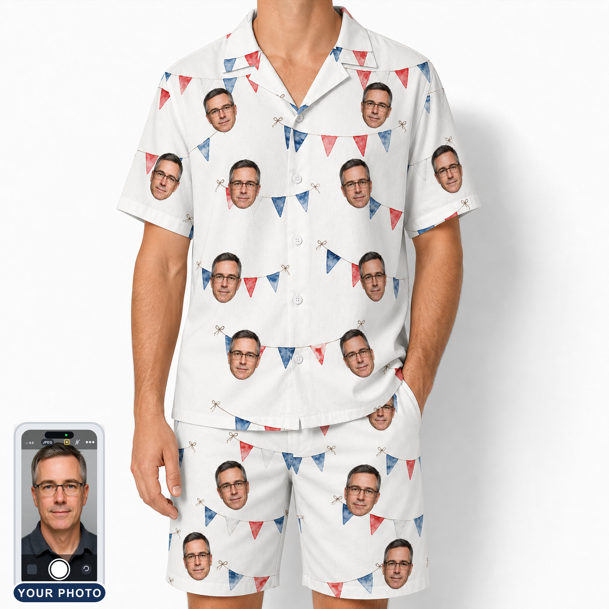 Men's Ruby Ruffles Custom Face Shirt & Shorts Set