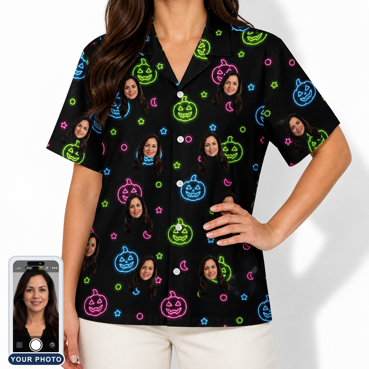 Women's Lantern Lunacy Custom Face Hawaiian Shirt