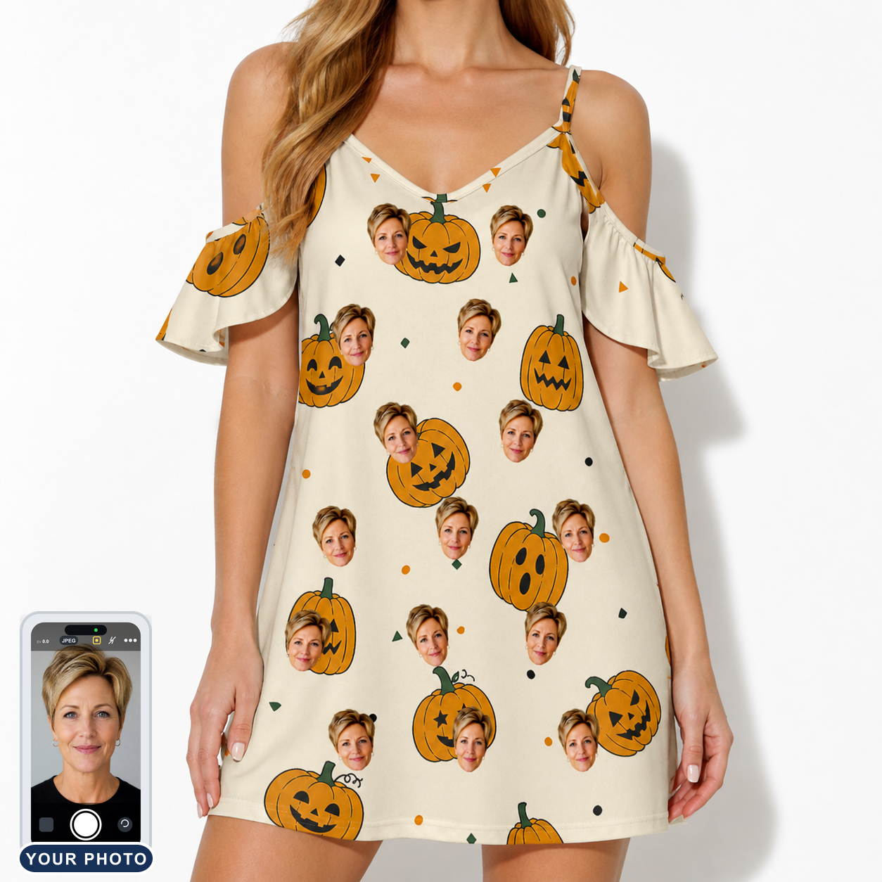 Women's Ember Eyes Custom Face Off-Shoulder Dress