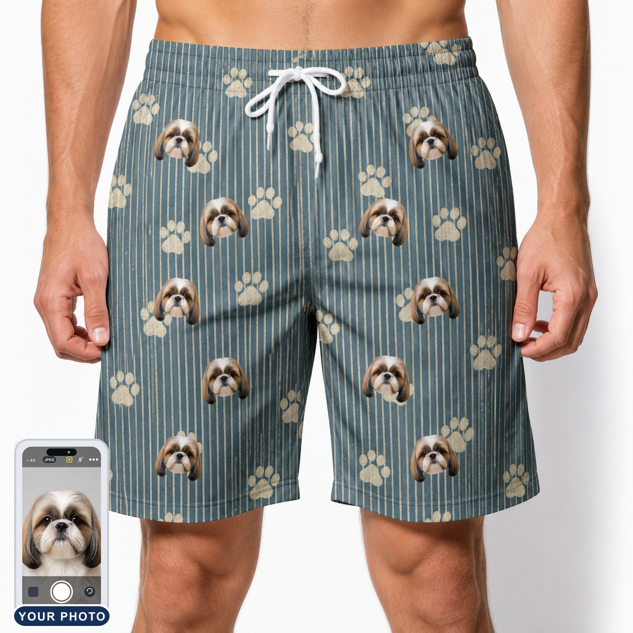 Men's Muzzle Marks Custom Dog Face Beach Shorts