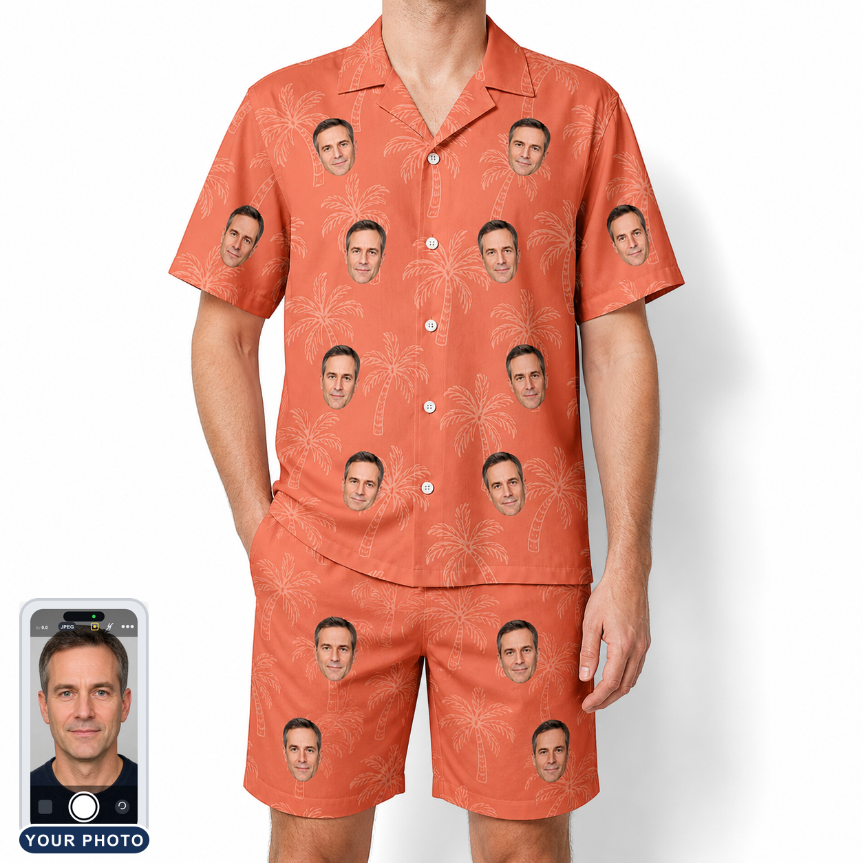 Men's Tiki Treetops Custom Face Shirt & Shorts Set