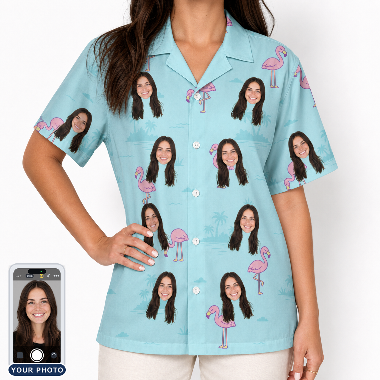 Women's Blush Birds Custom Face Hawaiian Shirt
