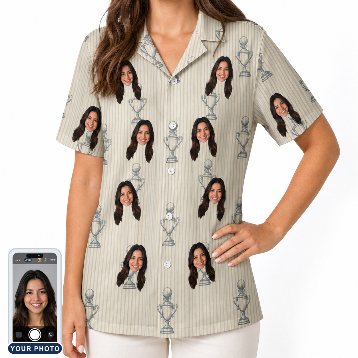 Women's Podium Putters Custom Face Hawaiian Shirt