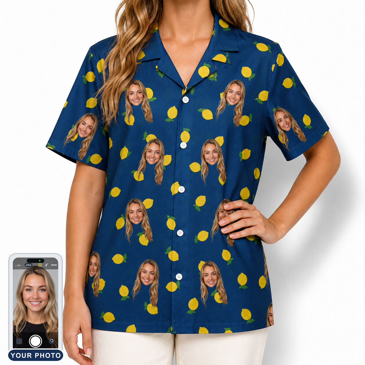 Women's Lemon Lilt Custom Face Hawaiian Shirt