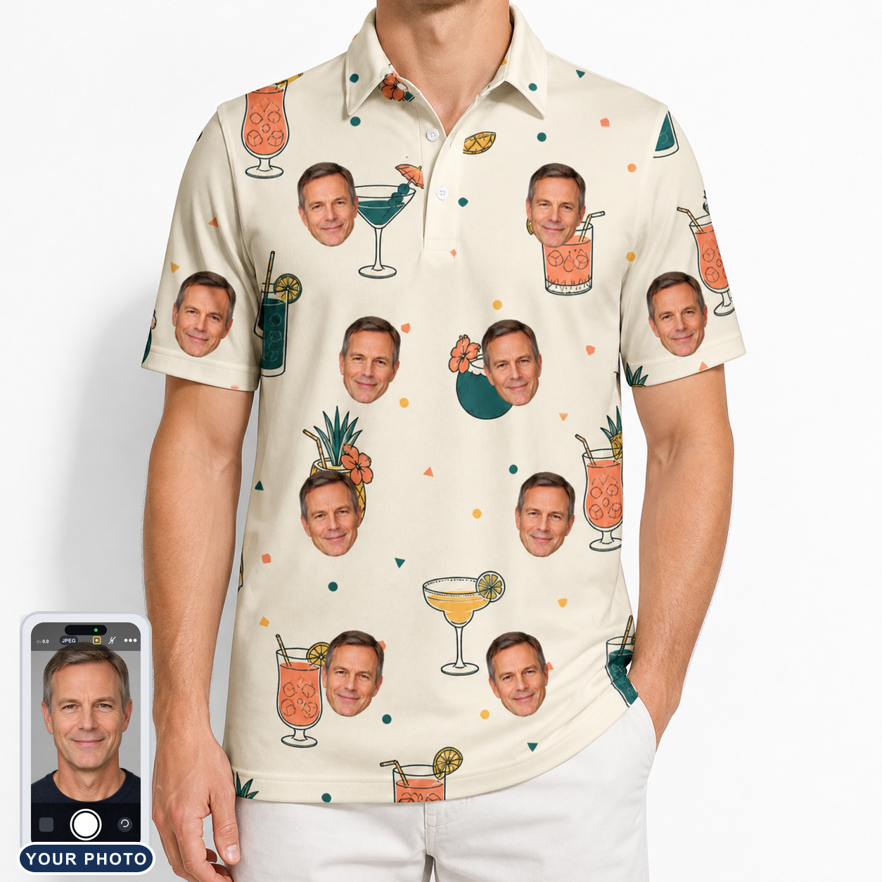 Men's Mango Matrimony Custom Face Polo Shirt