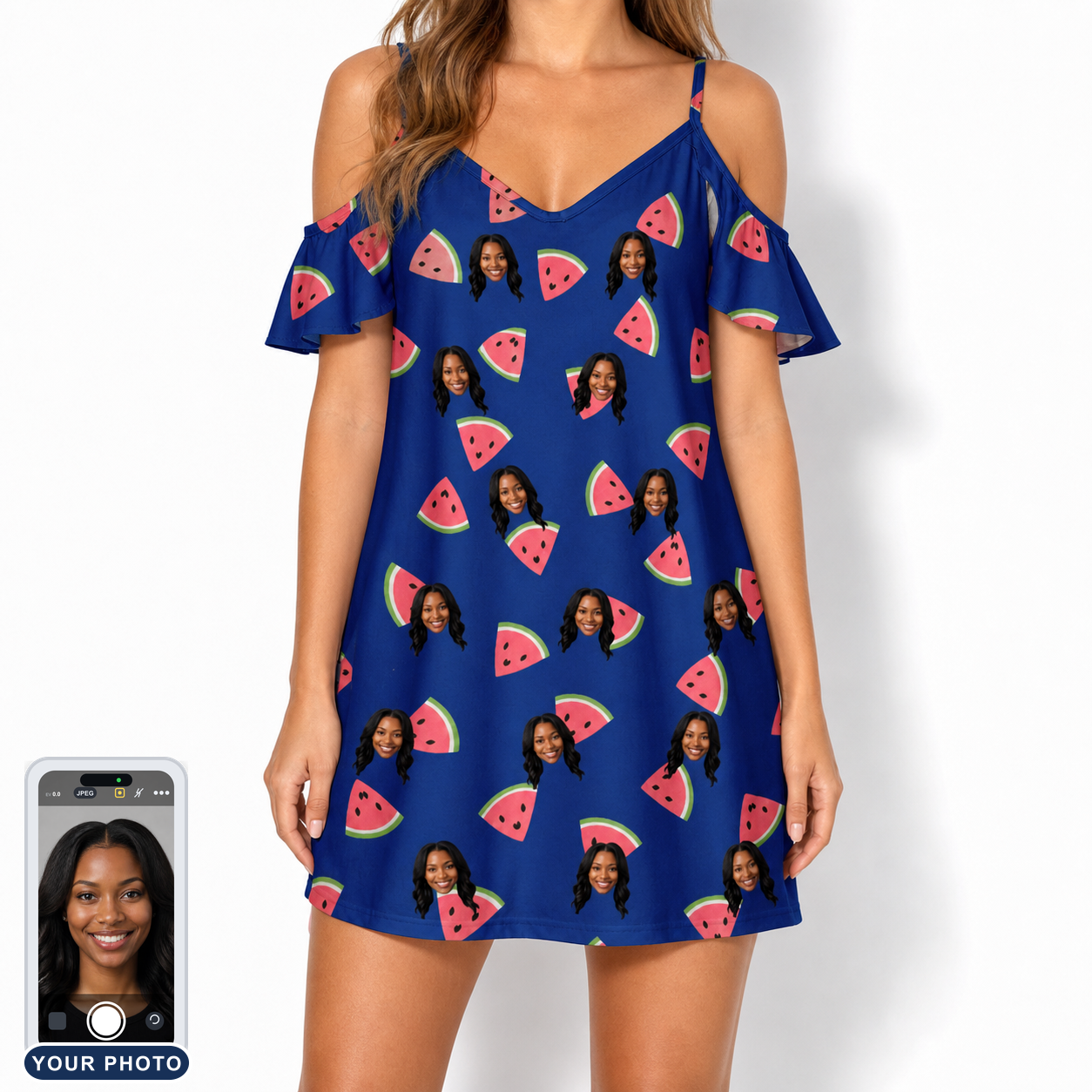 Women's July Quarters Custom Face Off-Shoulder Dress