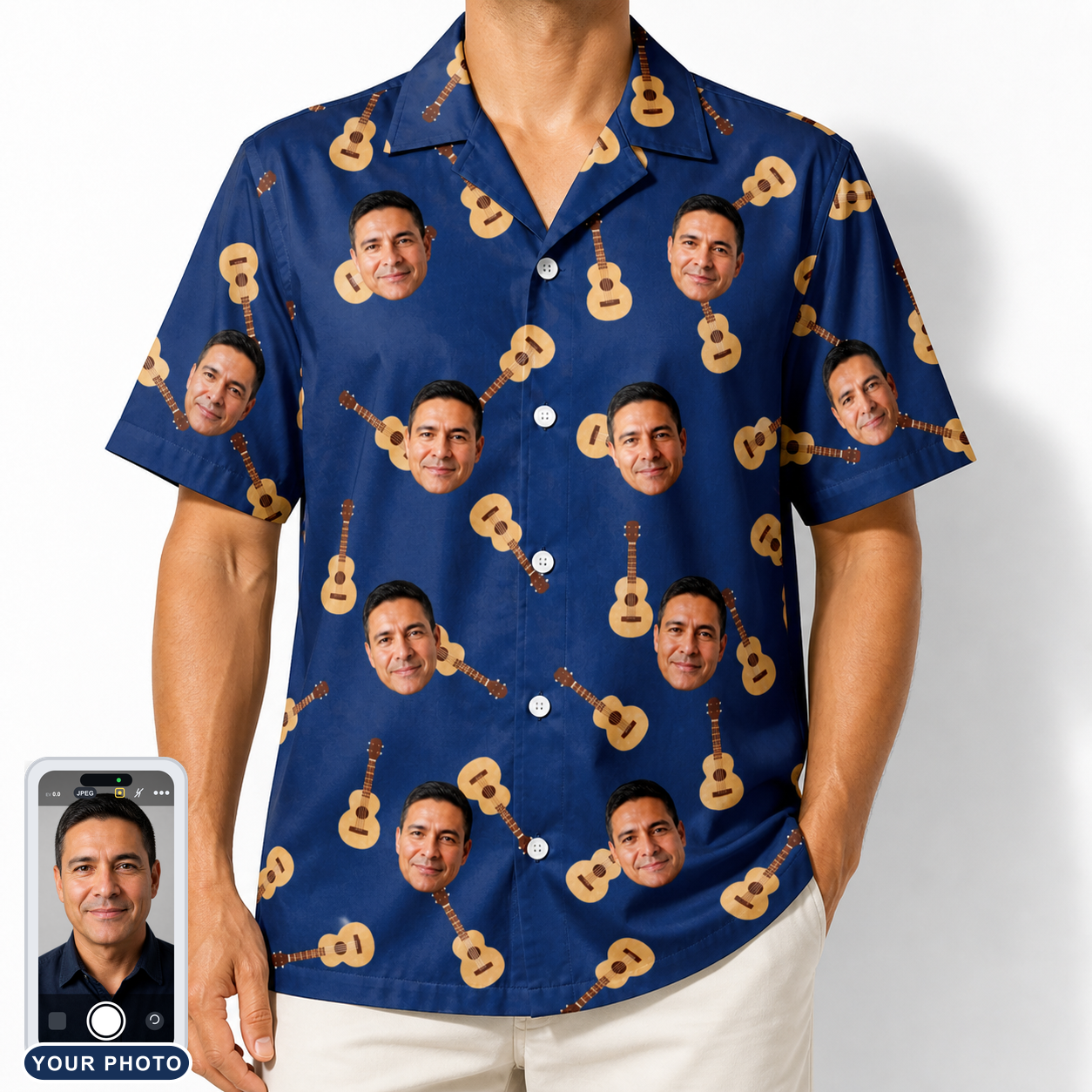 Men's Father Fretwork Custom Face Hawaiian Shirt