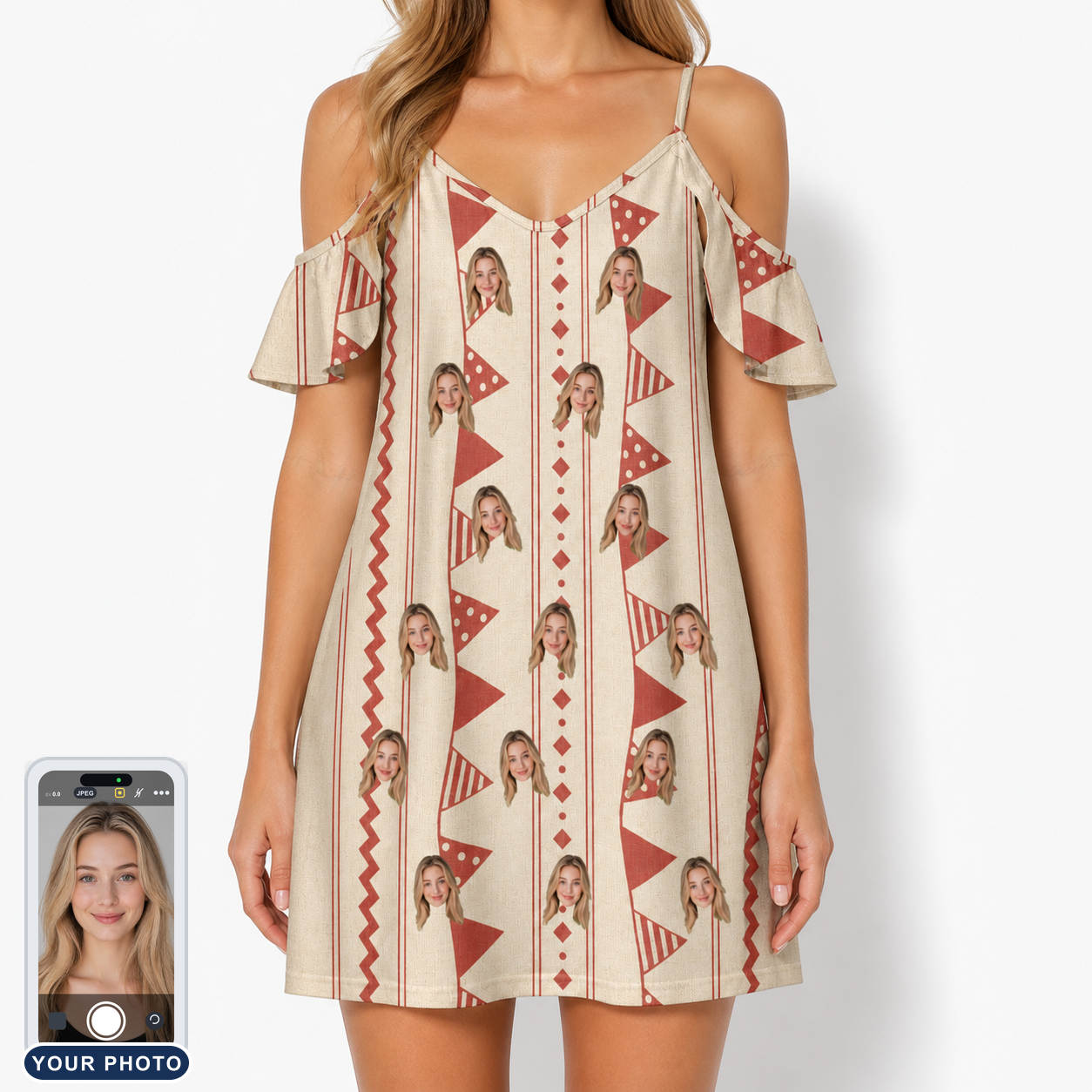 Women's Home Huddle Custom Face Off-Shoulder Dress