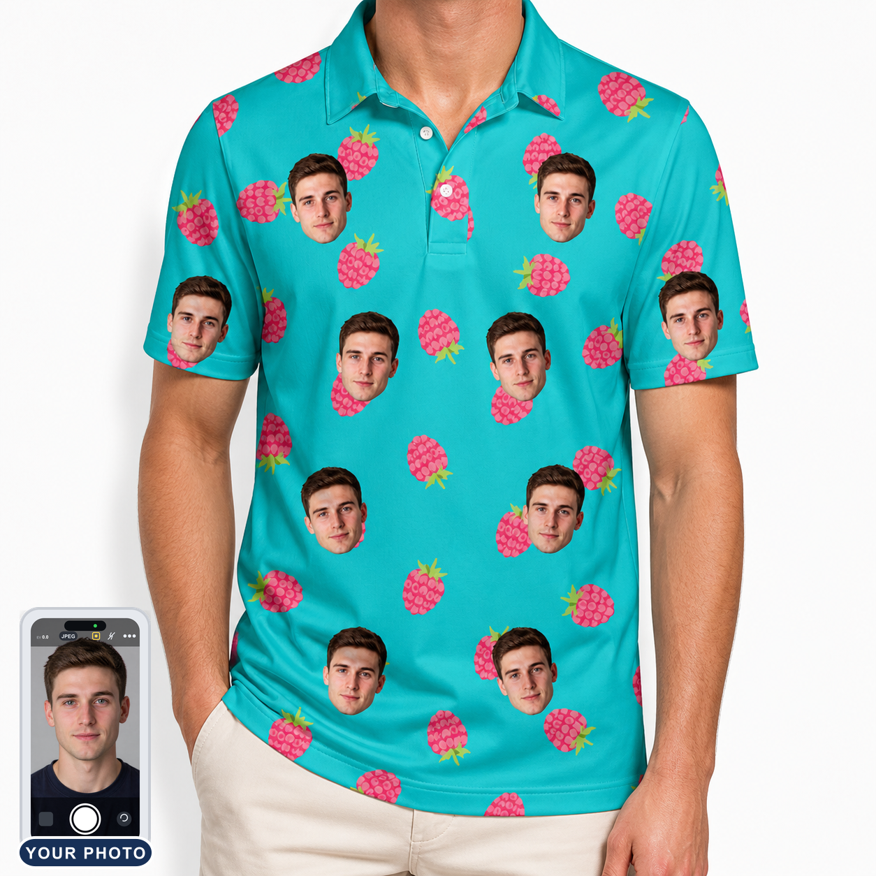 Men's Razzle Riot Custom Face Polo Shirt