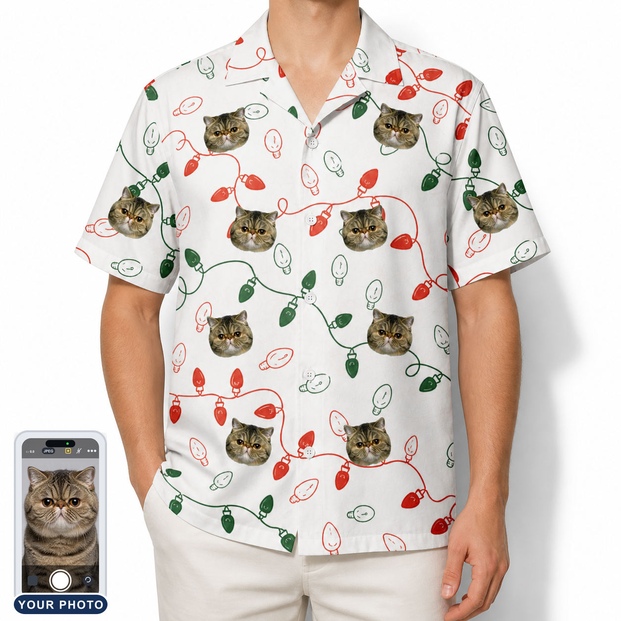 Men's Merry Circuits Custom Cat Face Hawaiian Shirt