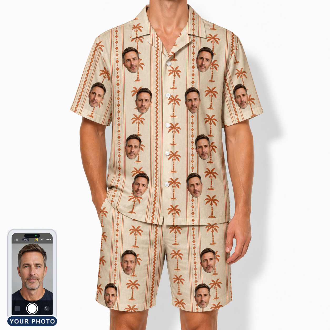 Men's Orchid Oasis Custom Face Shirt & Shorts Set