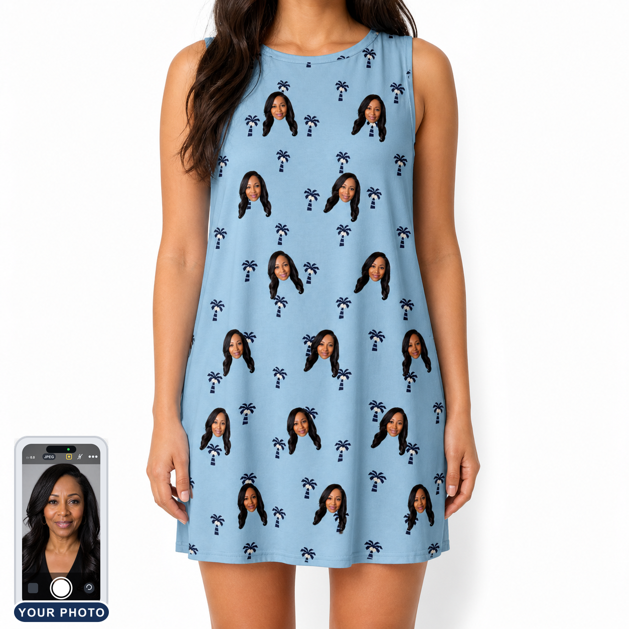 Women's Palm Parasol Custom Face Tank Dress