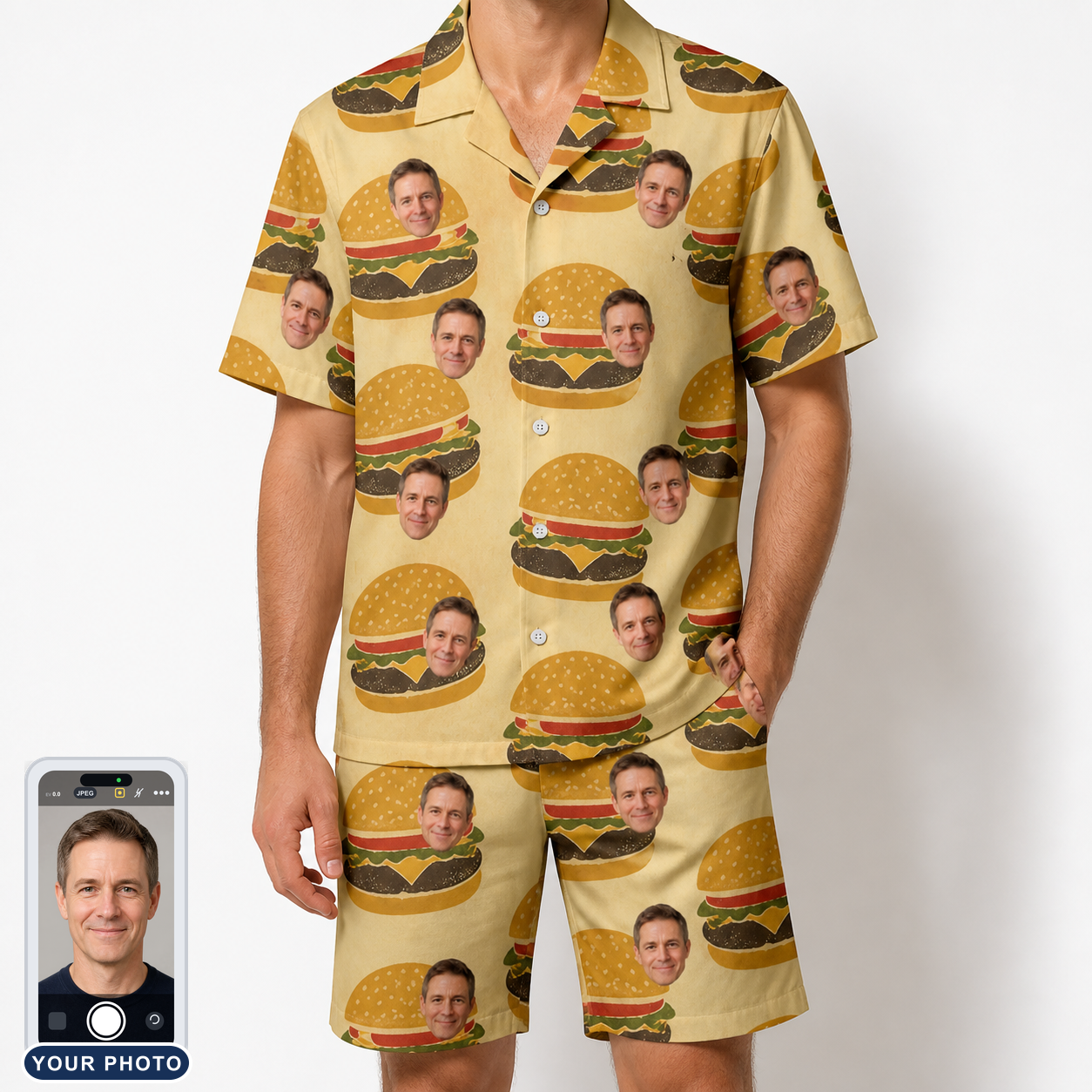 Men's Patty Potluck Custom Face Shirt & Shorts Set