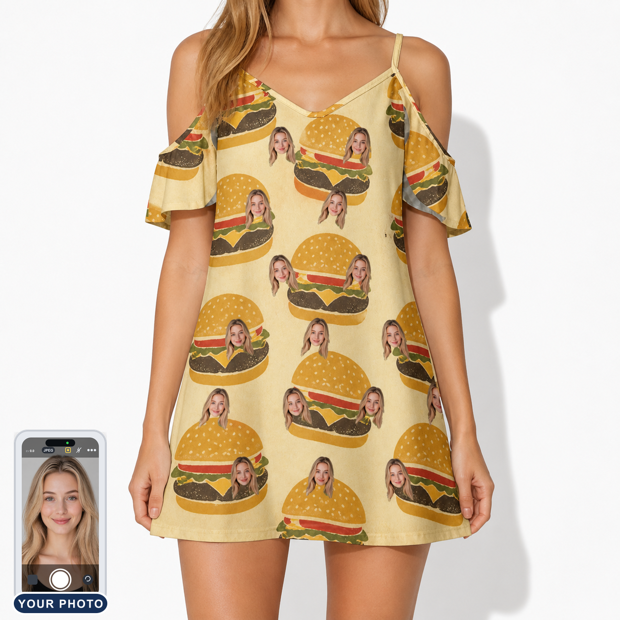 Women's Patty Potluck Custom Face Off-Shoulder Dress
