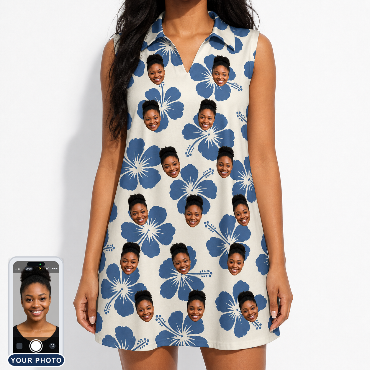 Women's Flora Fiesta Custom Face V-Neck Dress