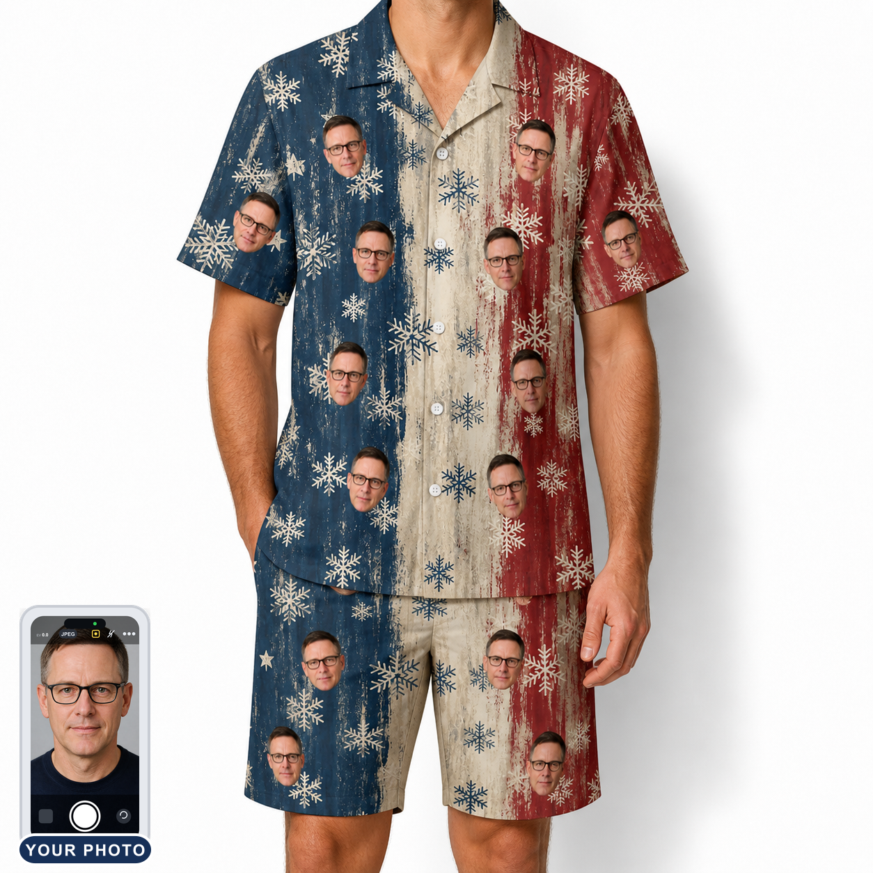 Men's Crystal Cascade Custom Face Shirt & Shorts Set