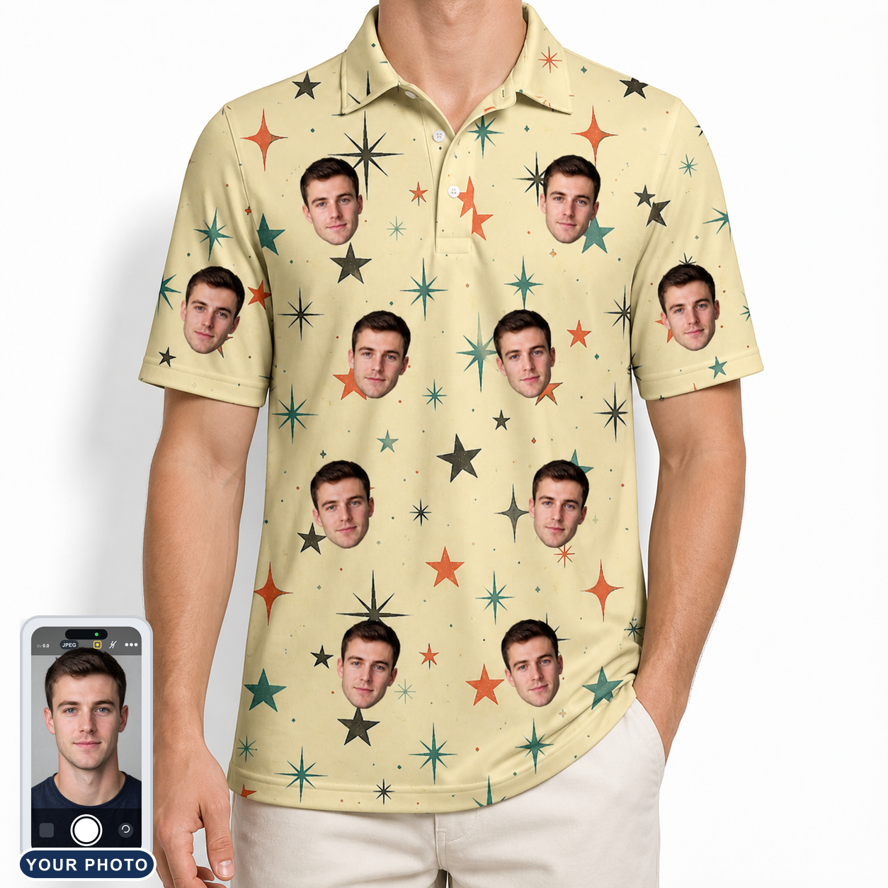 Men's Shimmer Shindig Custom Face Polo Shirt