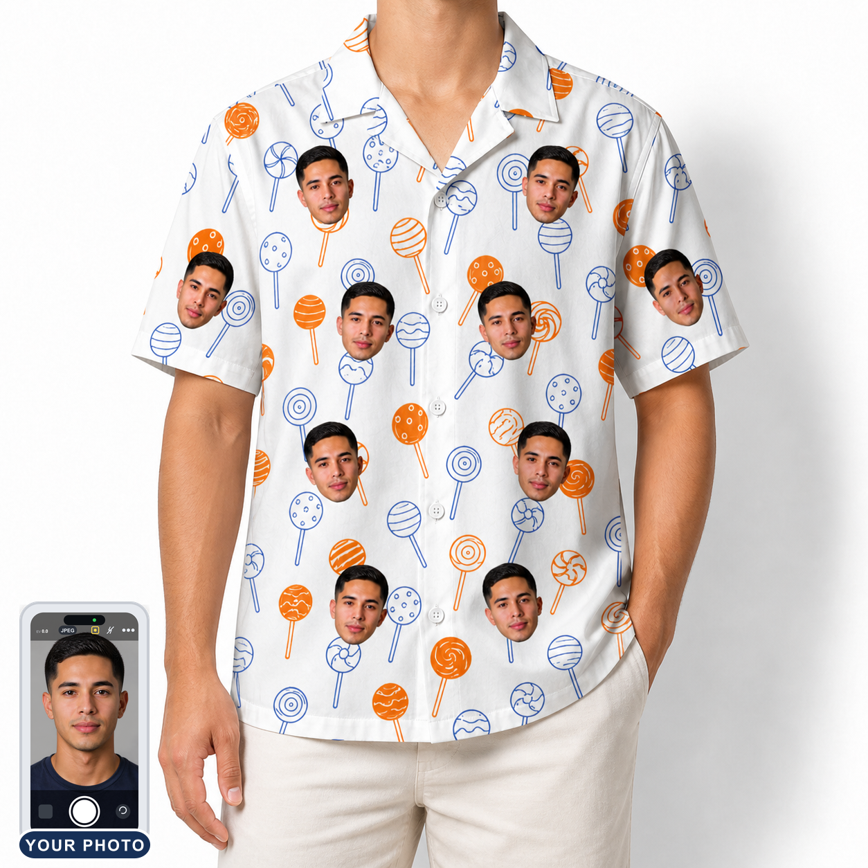 Men's Taffy Twirl Custom Face Hawaiian Shirt