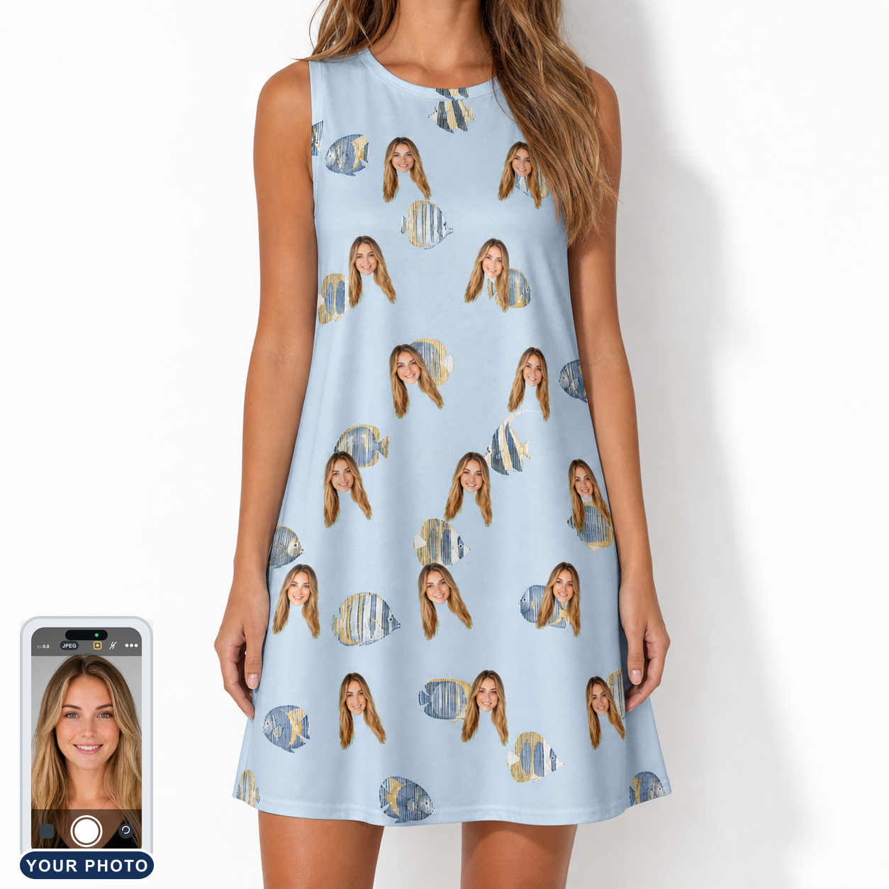 Women's Aquatic Antics Custom Face Tank Dress