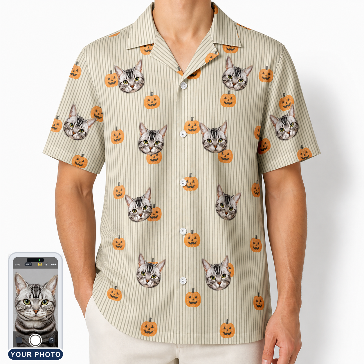 Men's Fiery Fiends Custom Cat Face Hawaiian Shirt