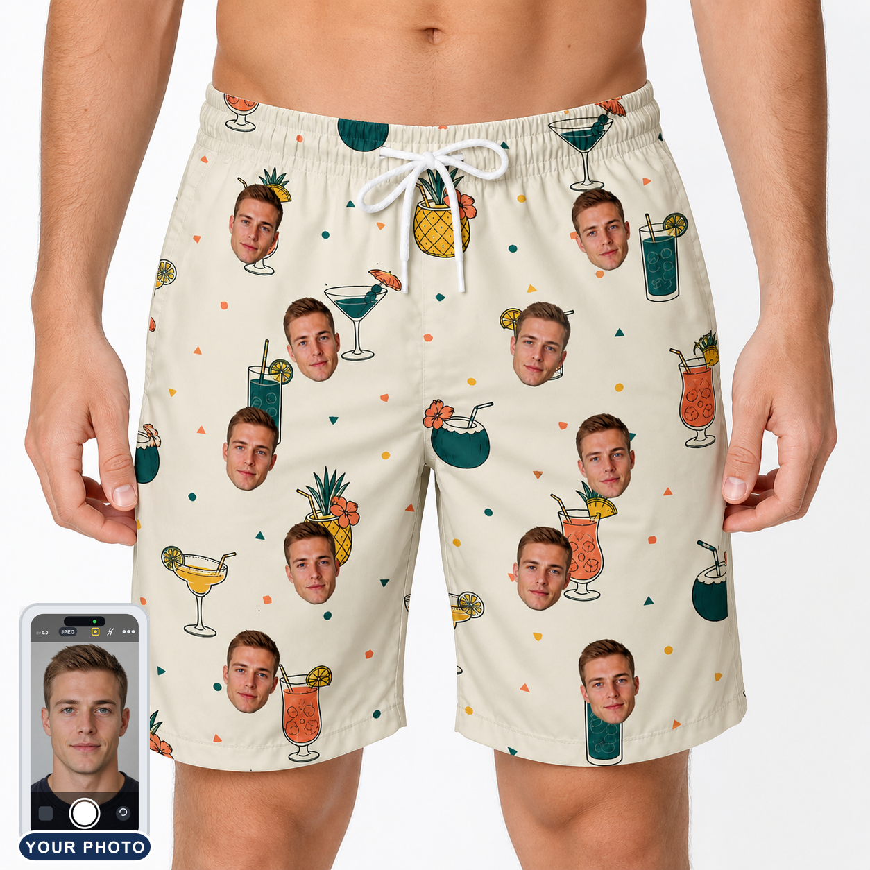 Men's Mango Matrimony Custom Face Beach Shorts