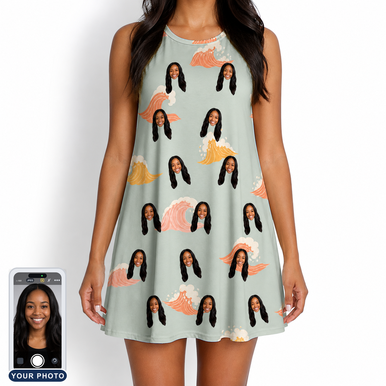 Women's Surf Symphony Custom Face Tank Dress