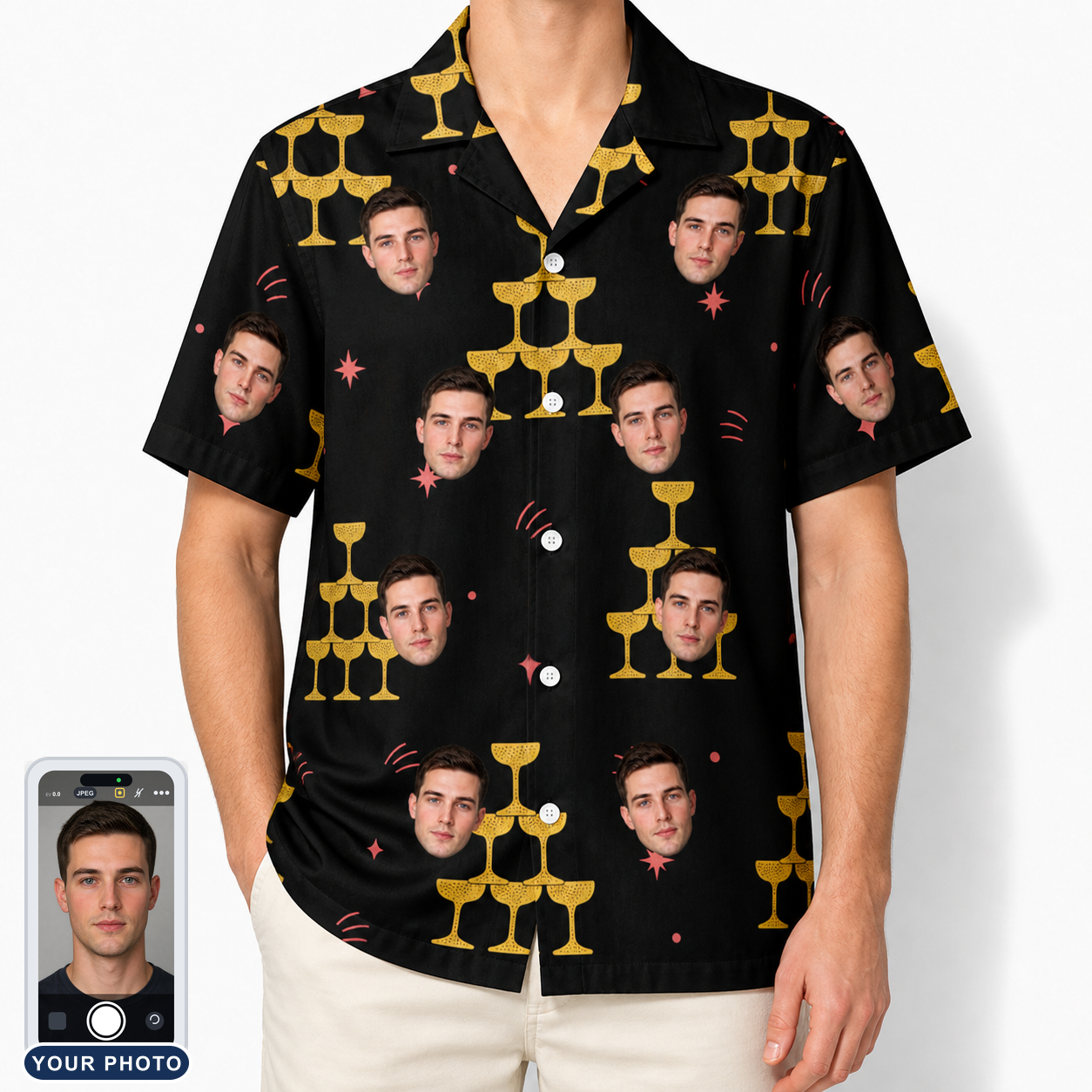 Men's Shoreline Cheers Custom Face Hawaiian Shirt