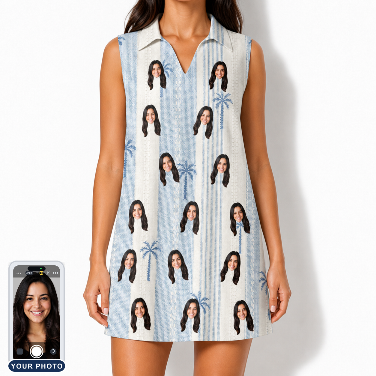 Women's Coconut Crew Custom Face V-Neck Dress
