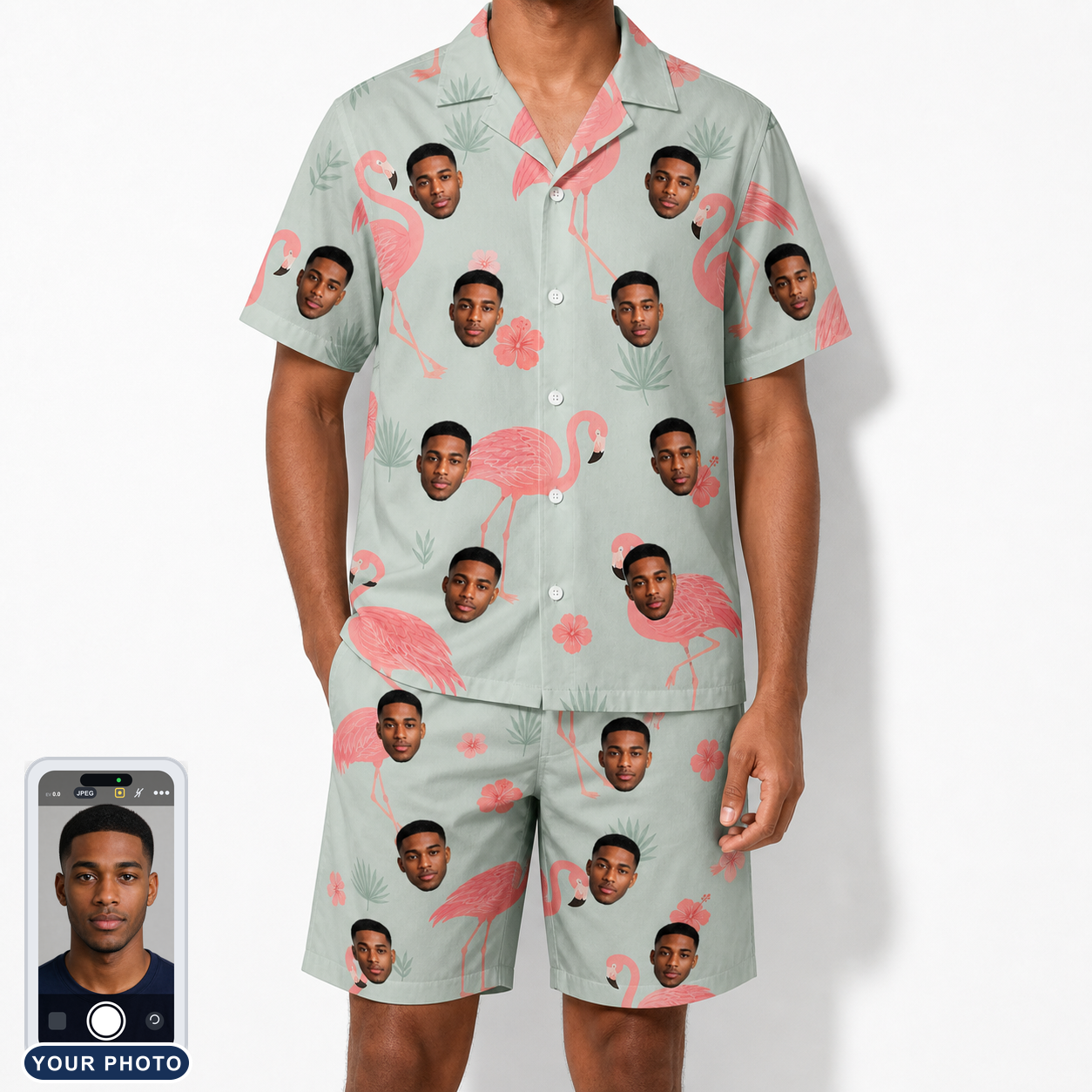 Men's Salmon Soiree Custom Face Shirt & Shorts Set