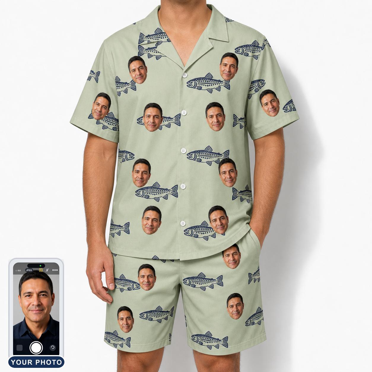 Men's Gill Giggles Custom Face Shirt & Shorts Set