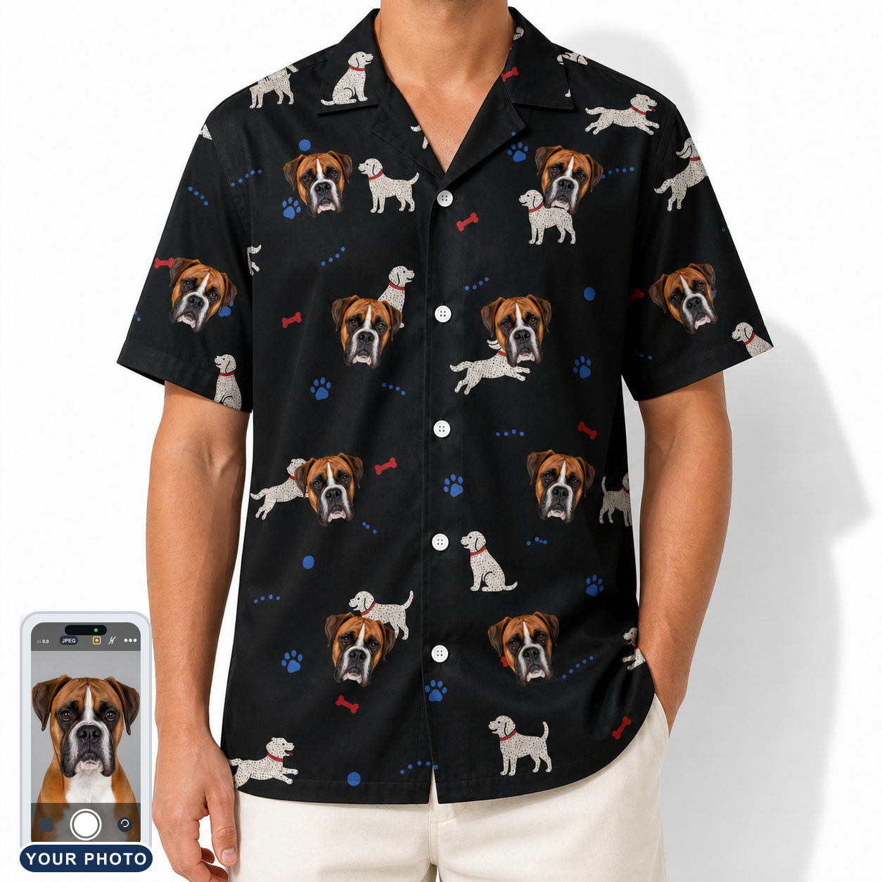 Men's Doggo Dandies Custom Dog Face Hawaiian Shirt